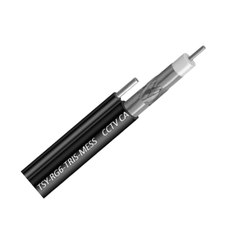 Cabluri si accesorii - Cablu Coaxial RG6 TRISHIELD autoportant, 305m, negru TSY-RG6-TRIS-MESS