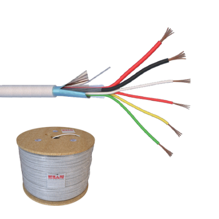 Cabluri ALARMA - Cablu de alarma 6 fire ecranate + alimentare 2x0.75, cupru integral, 500m 6CUEF+2x0.75-T
