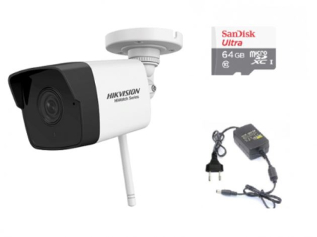 Supraveghere video - Camera IP Wi-Fi 2.0MP, lR 30m HiWatch cu card memorie si alimentator