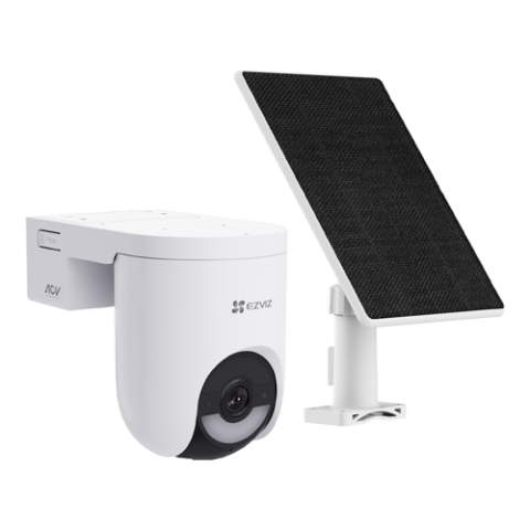 Camere supraveghere Wi-Fi & 4G - Camera IP Wi-Fi6 & 4G PT + Panou solar 5W, 2K+, baterie 5.200 mAh, Audio, IR+WL 15m, Alarma - Ezviz CS-HB8c-4G-KIT