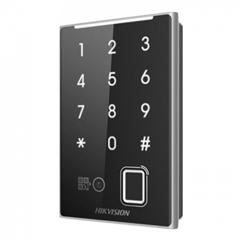 Control acces - Cititor de proximitate MIFAR, amprenta, cod QR, Wiegand, RS-485, tastatura integrata -HIKVISION DS-K1109DKFB-QR