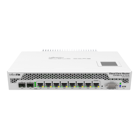 Solutii MikroTik - Cloud Core Router, 7 x Gigabit, 1 x combo SFP/Gigabit, 1 x SFP+, RouterOS L6, desktop - Mikrotik CCR1009-7G-1C-1S+PC