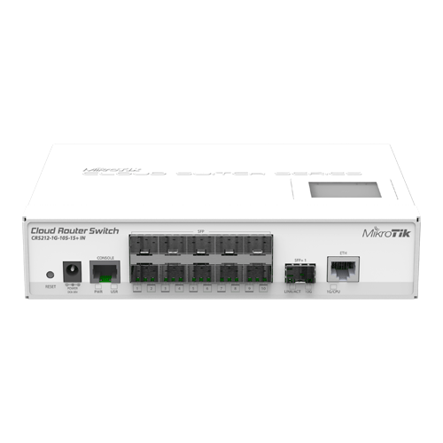 Solutii MikroTik - Cloud Router Switch 1 x Gigabit, 10 x SFP, 1 x SFP+ - Mikrotik CRS212-1G-10S-1S+IN