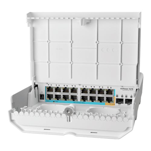 Solutii MikroTik - Smart Switch outdoor 16 x 10/100Mbps (15 PoE inversate), 2 x SFP - Mikrotik CRS318-1Fi-15Fr-2S-OUT