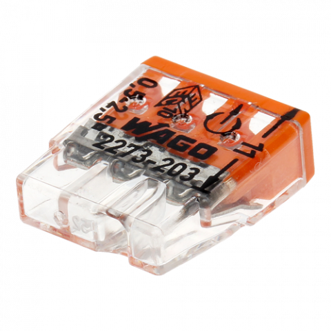 Organizatoare si accesorii - Conector compact de imbinare, 3 fire, max. 2.5 mmÂ² (100 buc.) - WAGO 2273-203