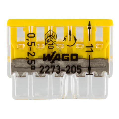 Conector compact de imbinare, 5 fire, max. 2.5 mmÂ² (100 buc.) - WAGO 2273-205 [1]