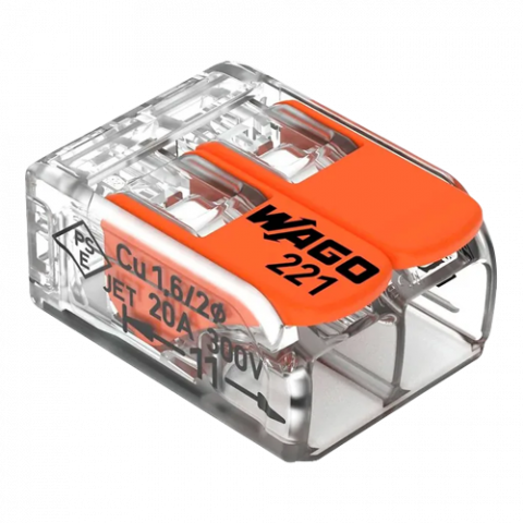 Organizatoare si accesorii - Conector derivatie 2 fire, max. 4 mmÂ² (100 buc.) - WAGO 221-412