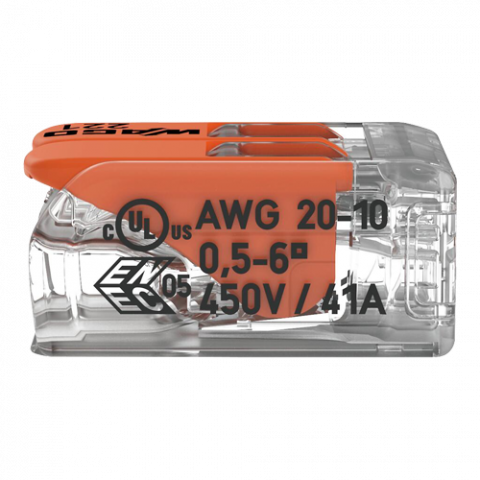Conector derivatie 2 fire, max. 6 mmÂ² (50 buc.) - WAGO 221-612 [3]