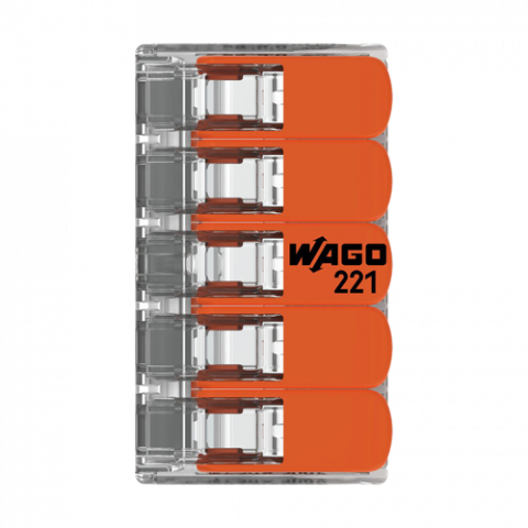 Conector derivatie 5 fire, max. 6 mmÂ² (15 buc.) - WAGO 221-615 [2]