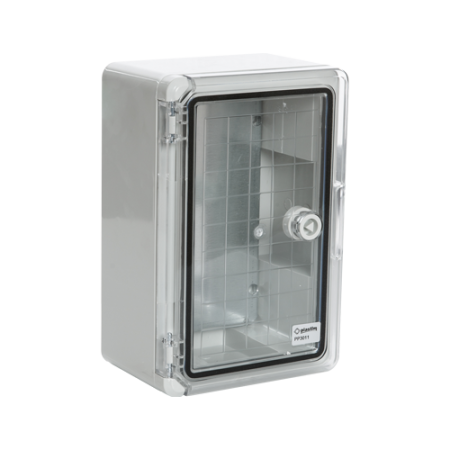 Doze jonctiuni si cabinete - Cutie distributie IP65 din ABS gri, usa transparenta, placa metalica, 200x300x130 mm PP3011