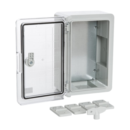 Cutie distributie IP65 din ABS gri, usa transparenta, placa metalica, 300x400x170 mm PP3014 [3]