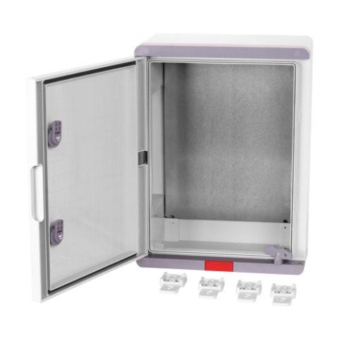 Cutie distributie IP67 din ABS gri, usa mata, placa metalica, 300x400x220 mm PD304022 [2]