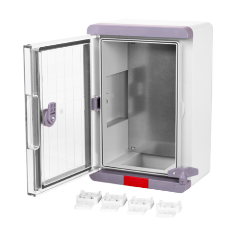 Cutie distributie IP67 din ABS gri, usa transparenta, placa metalica, 300x400x170mm PS304017 [2]