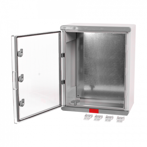 Cutie distributie IP67 din ABS gri, usa transparenta, placa metalica, 400x500x240 mm PS405024 [1]