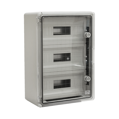 Doze jonctiuni si cabinete - Cutie modulara IP65 din ABS gri, usa transparenta, 3 x 15 module, 350x500x190 mm PP3116