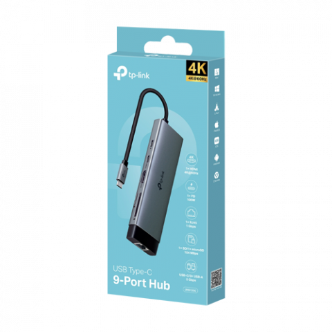 Hub USB-C 9-in-1, Power Delivery 100W, HDMI, Cititor carduri, Transfer date, RJ45 - TP-Link UH9120C [1]
