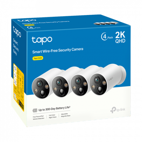 Kit 4 x Camera IP Smart Wi-Fi, 4MP, Baterie reincarcabila, Audio bidirectional, Alarma - TP-Link Tapo TapoC425(4-pack) [2]