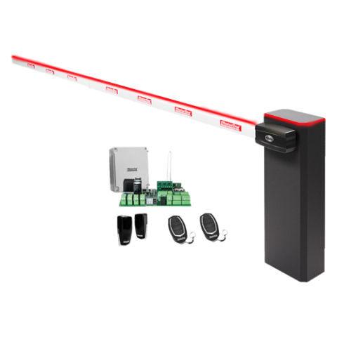 Automatizari porti - KIT complet bariera acces AUTO / 6 m, montaj universal ST/DR, lampa+brat cu semnalizre - MOTORLINE TURBO-6+SIG75HT-6-KIT
