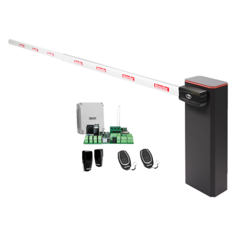 Automatizari porti - KIT complet bariera acces AUTO / 6 m, montaj universal ST/DR, lampa semnalizare - MOTORLINE TURBO-6+ZUM75HTSL-6-KIT