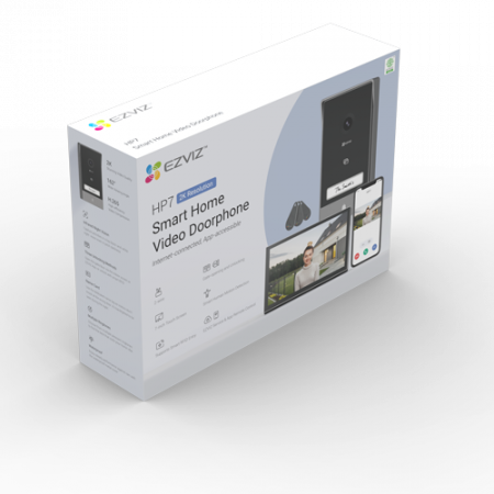 Kit interfon video inteligent EZVIZ, rezolutie 2k, monitor TFT 7 inch, instalare pe 2 fire, RFID, comenzi poarta/usa, SDcard, Wi-Fi, IR CS-HP7-2k [2]