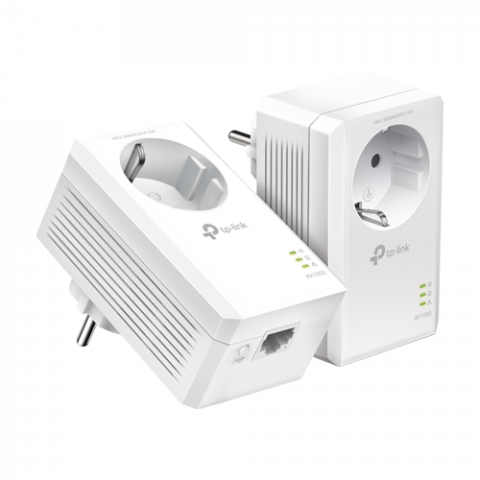 Transmisie wireless IP - Kit Powerline AV1000, Passthrough, 1 x RJ45 Gigabit - TP-Link TL-PA7017PKIT