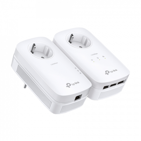 Transmisie wireless IP - Kit Powerline AV1300, Passthrough, 3 x RJ45 Gigabit - TP-Link TL-PA8033PKIT