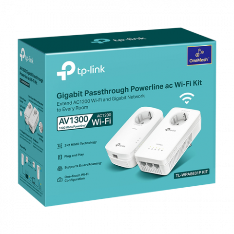 Kit Powerline AV1300, Passthrough, Wi-Fi 5, AC1200 Dual-Band, 3+1 x RJ45 Gigabit - TP-Link TL-WPA8631PKIT [2]