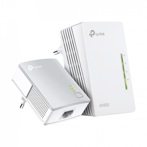 Transmisie wireless IP - Kit Powerline AV600, Wi-Fi 4, N600 2.4GHz, 2+1 x RJ45 10/100 Mbps - TP-Link TL-WPA4220KIT