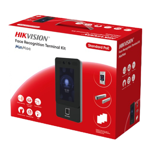 Interfonie audio video - Kit terminal control acces TCP/IP cu Recunoastere faciala, Amprenta, Card Mifare, 2MP, WiFi, PoE - HIKVISION DS-KAS342