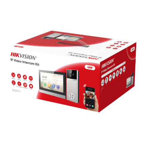 Interfonie audio video - Kit videointerfon IP, 4MP, IR 3m, Wi-Fi 6, 2.4Ghz, IP65 - HIKVISION DS-KIS613-S