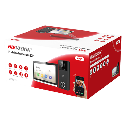 Interfonie audio video - Kit videointerfon IP, 4MP, IR 3m, Wi-Fi 6, 2.4Ghz, PoE, IP65 - HIKVISION DS-KIS610-P