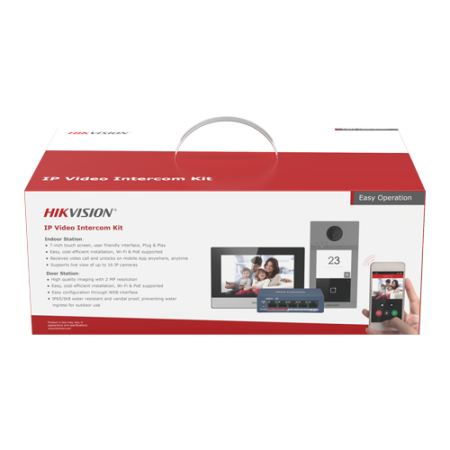 KIT videointerfon pentru o familie, Wi-Fi 2.4Ghz, monitor 7 inch - HIKVISION DS-KIS604-S [1]