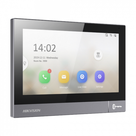 Interfonie audio video - Monitor videointerfon TCP/IP, IPS LCD 7 inch touch screen, WiFi, PoE, Alarma IN - HIKVISION DS-KH8381-WTE1