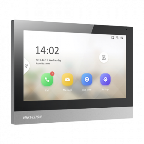 Interfonie audio video - Monitor videointerfon TCP/IP, TFT 7 inch touch screen, WiFi, PoE, Alarma IN - HIKVISION DS-KH8380-WTE1