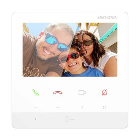 Interfonie audio video - Monitor videointerfon TCP/IP, TFT LCD 4.3 inch 9 butoane, PoE, Alb - HIKVISION DS-KH6100-E1-White