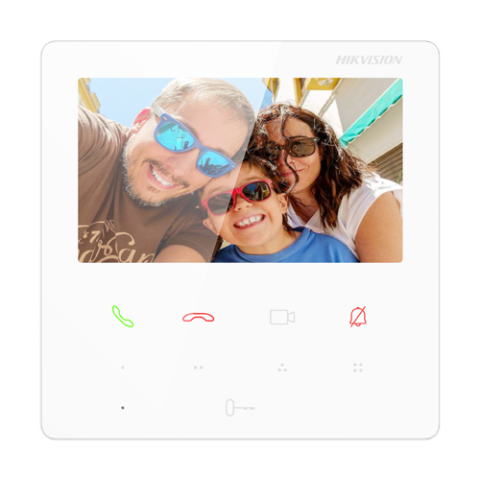 Interfonie audio video - Monitor videointerfon TCP/IP, TFT LCD 4.3 inch touch screen 9 butoane, PoE, WiFi, Alb - HIKVISION DS-KH6110-WE1-White