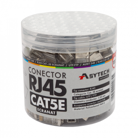 Conectica LAN RJ si FO - Mufa RJ-45 FTP Cat.5e, ecranata (100 buc) RJ45M-CAT5E-JAR