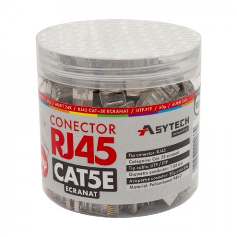 Conectica LAN RJ si FO - Mufa RJ-45 FTP Cat.5e, ecranata, 50u (100 buc) RJ45M-CAT5E-50U-JAR