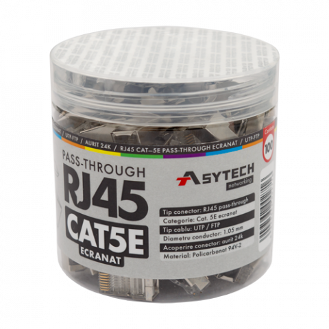 Conectica LAN RJ si FO - Mufa RJ-45 FTP Cat.5e EZ Passthrough, ecranata (100 buc) RJ45M-CAT5-EZ-JAR