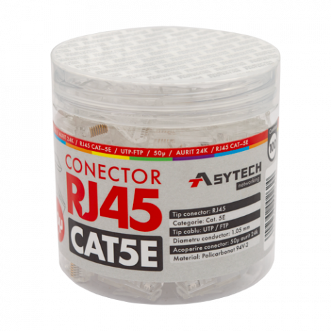Conectica LAN RJ si FO - Mufa RJ-45 UTP Cat.5e (100 buc), 50u RJ45-CAT5E-50U-JAR