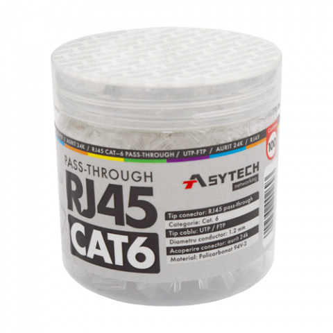 Conectica LAN RJ si FO - Mufa RJ-45 UTP Cat.6 EZ Passthrough (100 buc) RJ45-CAT6-EZ-JAR