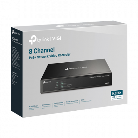 NVR 4K, 8 canale max. 8MP, 8 porturi PoE, Buget PoE 53W, Audio IN/OUT, 1 x SATA, 1U - TP-Link VIGI VIGINVR1008H-8P [3]