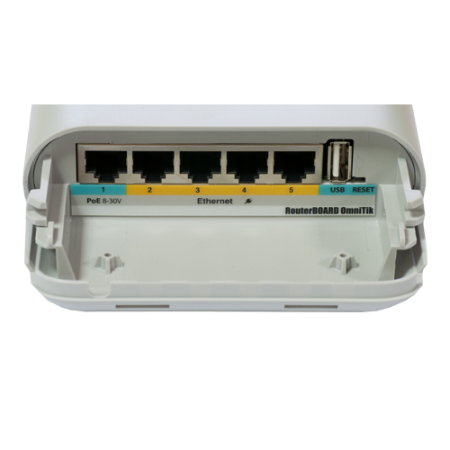 OmniTIK 5 PoE, 2 antene 7.5dBi 5GHz, 802.11an, 5 x LAN (4 x PoE), USB - MikroTik RBOmniTikUPA-5HnD [1]