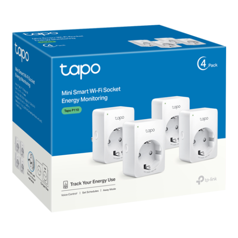 Pachet 4 prize smart, 16A, Wi-Fi, control vocal, monitorizare consum - TP-Link Tapo TapoP110(4-pack) [1]