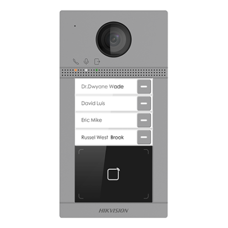 Panou exterior videointerfon TCP/IP pentru 4 familii, Wi-Fi 2.4GHz, control acces integrat - HIKVISION DS-KV8413-WME1 [1]
