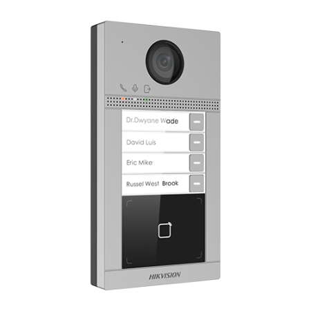 Panouri exterioare - Panou exterior videointerfon TCP/IP pentru 4 familii, Wi-Fi 2.4GHz, control acces integrat - HIKVISION DS-KV8413-WME1
