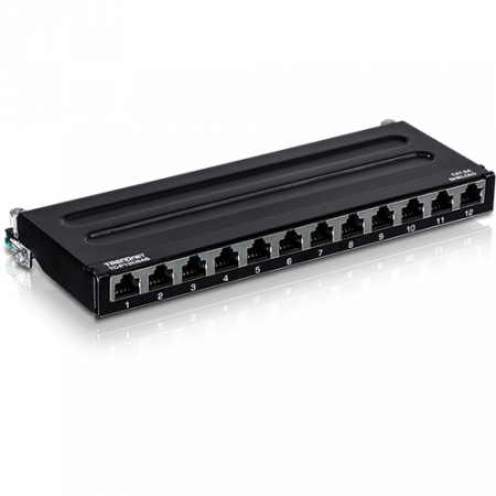 Retelistica - Patch Panel 12 porturi RJ45 UTP, Cat6a, Ecranat, 0.5U - TRENDnet TC-P12C6AS