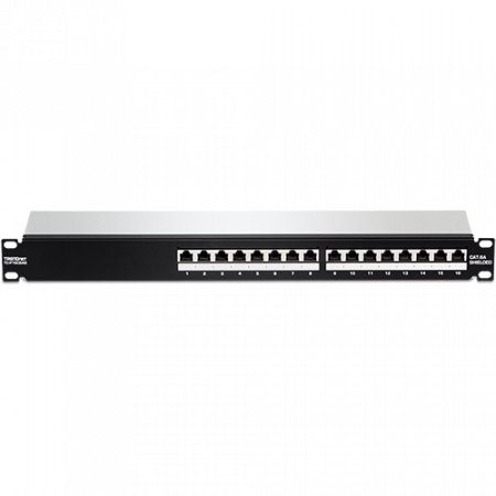 Retelistica - Patch Panel 16 porturi RJ45 UTP, Cat6a, Ecranat, 1U - TRENDnet TC-P16C6AS