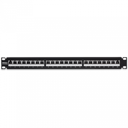 Retelistica - Patch Panel 24 porturi RJ45, Cat6a, Ecranat, 1U - TRENDnet TC-P24C6AS