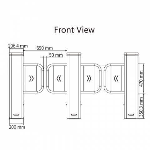 Poarta acrilica, 65 cm pentru poarta batanta DS-K3B501SX - HIKVISION DS-K3B501SX/601SX-Dp65/2 [1]